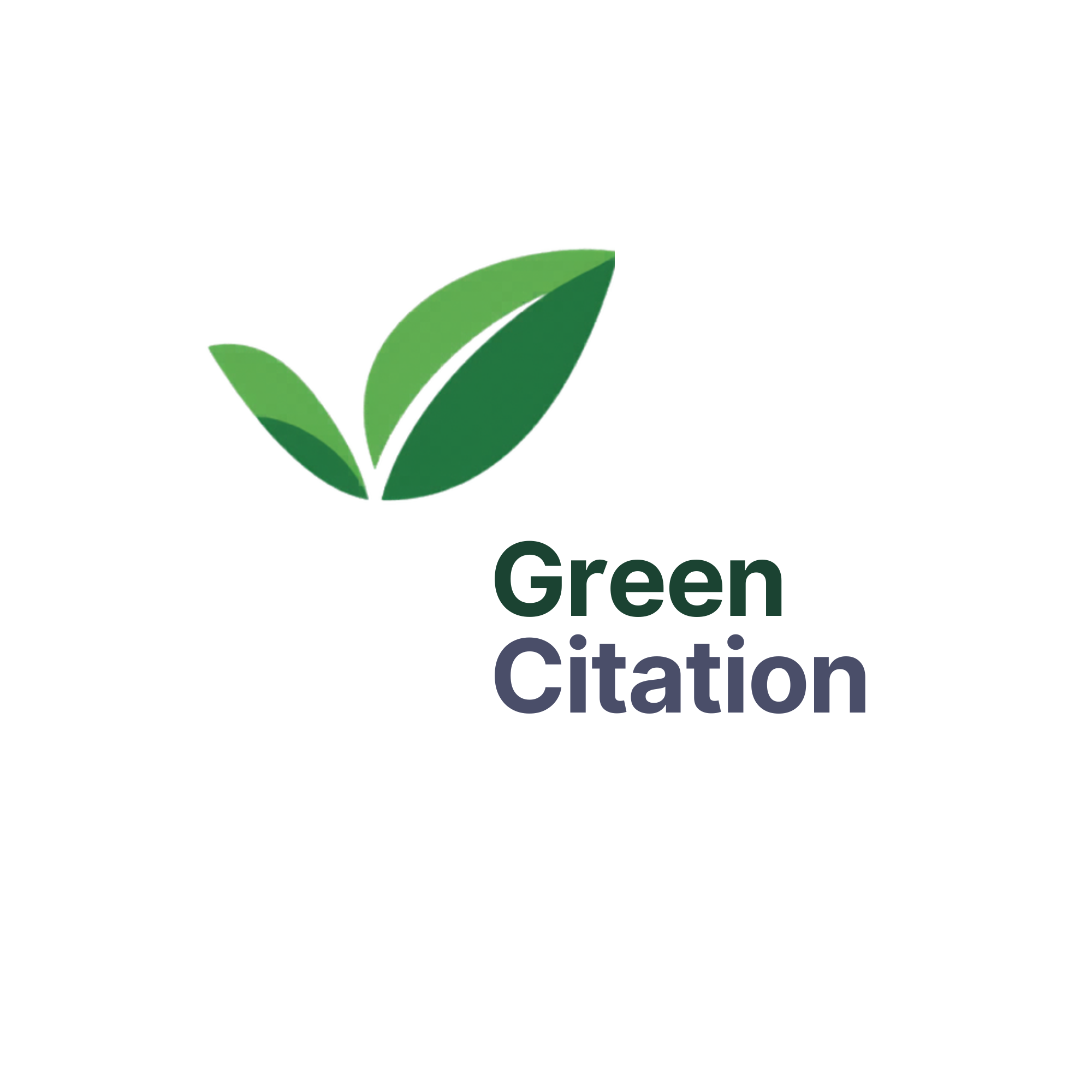 Green Citation logo written words with a geen leaf with a white tick through it